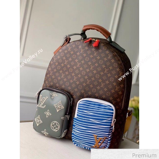 Louis Vuitton Mens Monogram Flower and Stripes Backpack M56851 Monogram Canvas/Blue 2020 (KI-20063039)