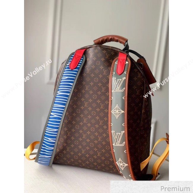 Louis Vuitton Mens Monogram Flower and Stripes Backpack M56851 Monogram Canvas/Blue 2020 (KI-20063039)