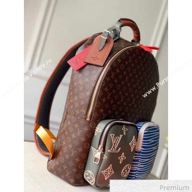 Louis Vuitton Mens Monogram Flower and Stripes Backpack M56851 Monogram Canvas/Blue 2020 (KI-20063039)