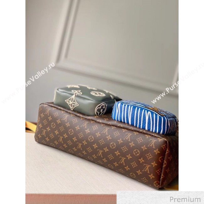 Louis Vuitton Mens Monogram Flower and Stripes Backpack M56851 Monogram Canvas/Blue 2020 (KI-20063039)