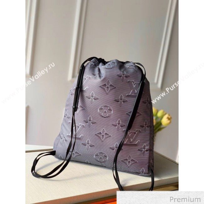 Louis Vuitton Mens 2054 Drawstring Backpack Bag M44940 Grey/Black/Rainbow 2020 (KI-20070102)