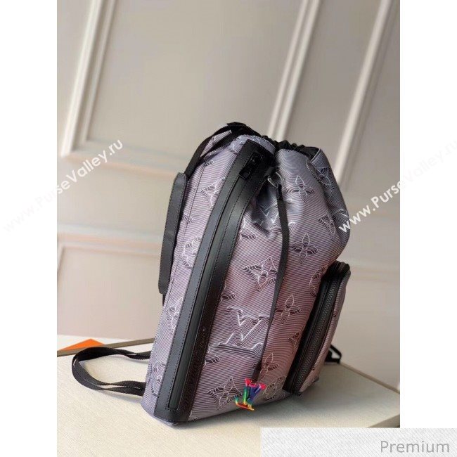 Louis Vuitton Mens 2054 Drawstring Backpack Bag M44940 Grey/Black/Rainbow 2020 (KI-20070102)