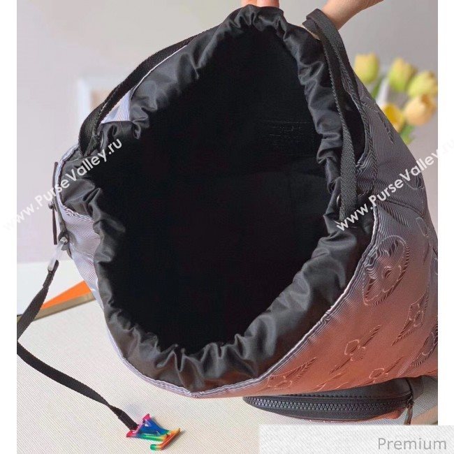 Louis Vuitton Mens 2054 Drawstring Backpack Bag M44940 Grey/Black/Rainbow 2020 (KI-20070102)