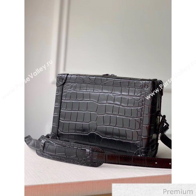 Louis Vuitton Mens Crocodile Embossed Leather Soft Trunk Box Bag M44478 Black 2020 (KI-20070107)