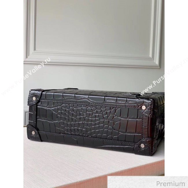 Louis Vuitton Mens Crocodile Embossed Leather Soft Trunk Box Bag M44478 Black 2020 (KI-20070107)