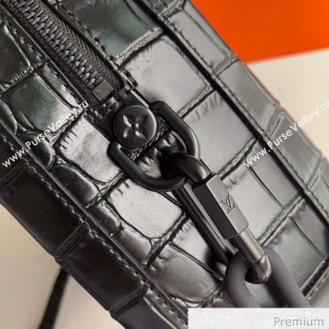 Louis Vuitton Mens Crocodile Embossed Leather Soft Trunk Box Bag M44478 Black 2020 (KI-20070107)