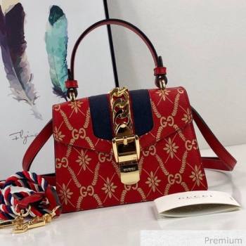 Gucci Sylvie Flower GG Leather Mini Bag 470270 Red 2020 (DLH-20070108)