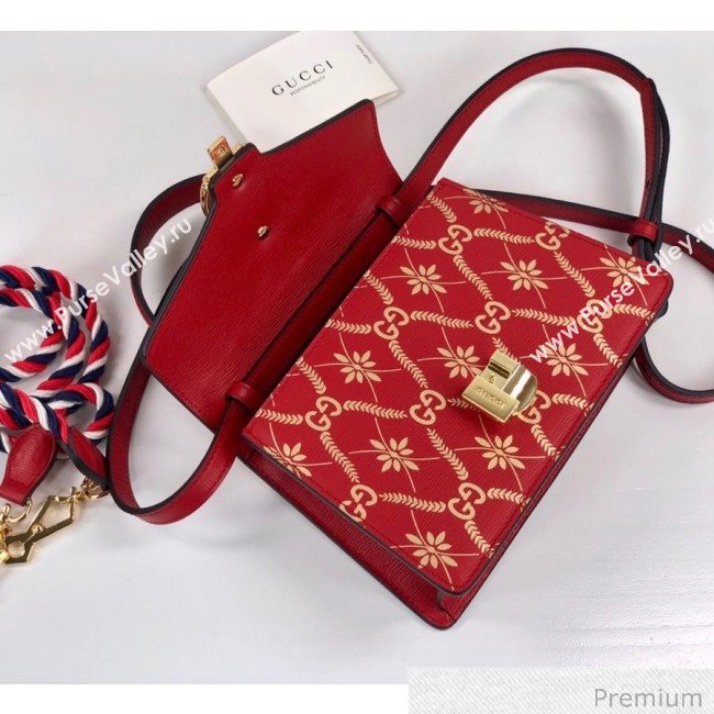 Gucci Sylvie Flower GG Leather Mini Bag 470270 Red 2020 (DLH-20070108)