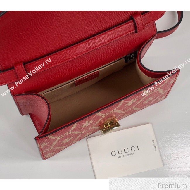 Gucci Sylvie Flower GG Leather Mini Bag 470270 Red 2020 (DLH-20070108)
