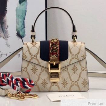 Gucci Sylvie Flower GG Leather Mini Bag 470270 White 2020 (DLH-20070109)