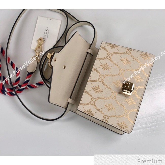 Gucci Sylvie Flower GG Leather Mini Bag 470270 White 2020 (DLH-20070109)