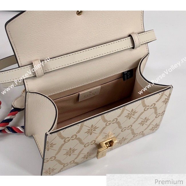 Gucci Sylvie Flower GG Leather Mini Bag 470270 White 2020 (DLH-20070109)