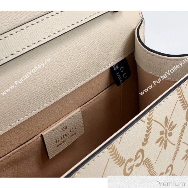 Gucci Sylvie Flower GG Leather Mini Bag 470270 White 2020 (DLH-20070109)
