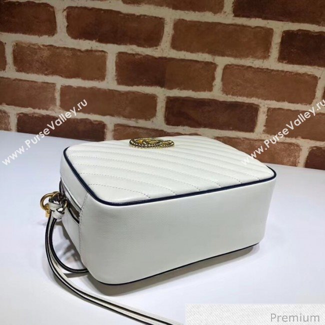 Gucci GG Marmont Small Shoulder Bag with Bamboo Top handle 602270 White 2020 (DLH-20070113)