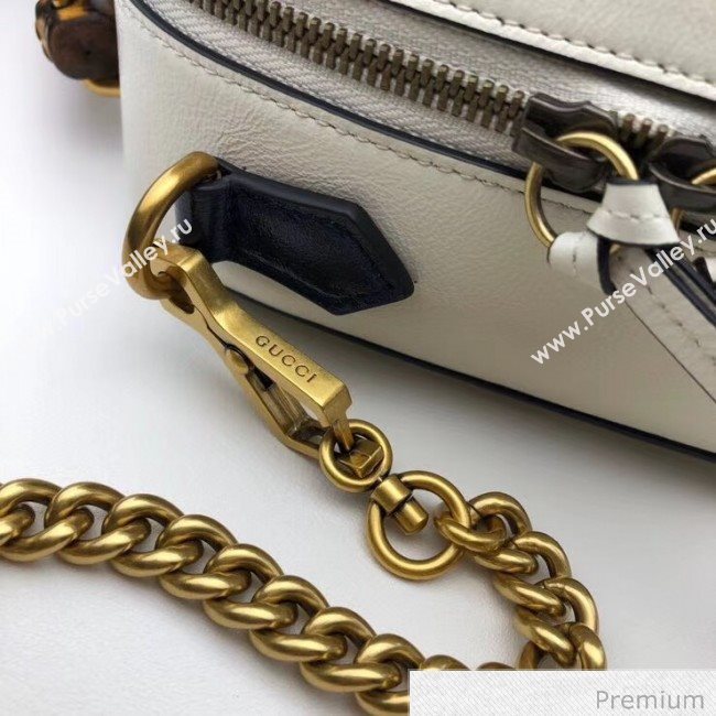 Gucci GG Marmont Small Shoulder Bag with Bamboo Top handle 602270 White 2020 (DLH-20070113)