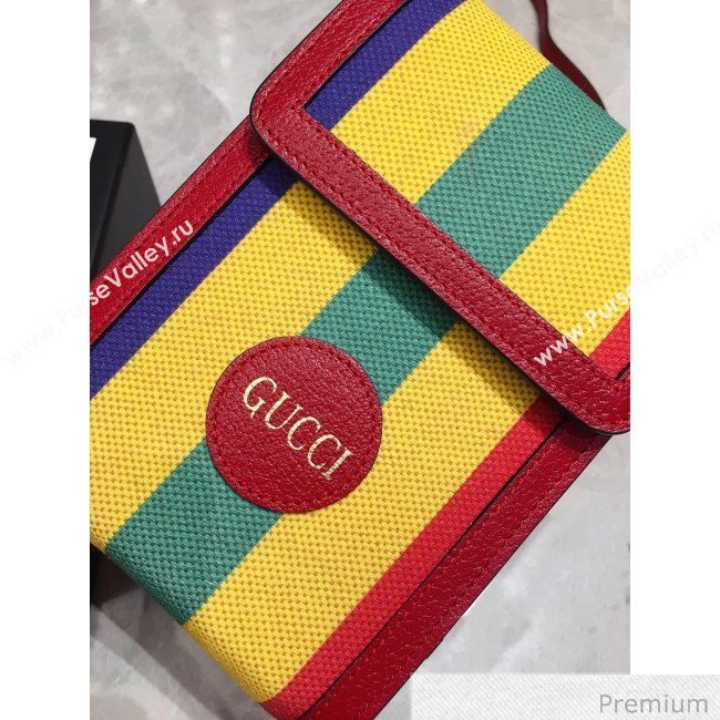 Gucci Baiadera Stripe Canvas Vertical Mini Bag 625603 Multicolor 2020 (DLH-20070114)