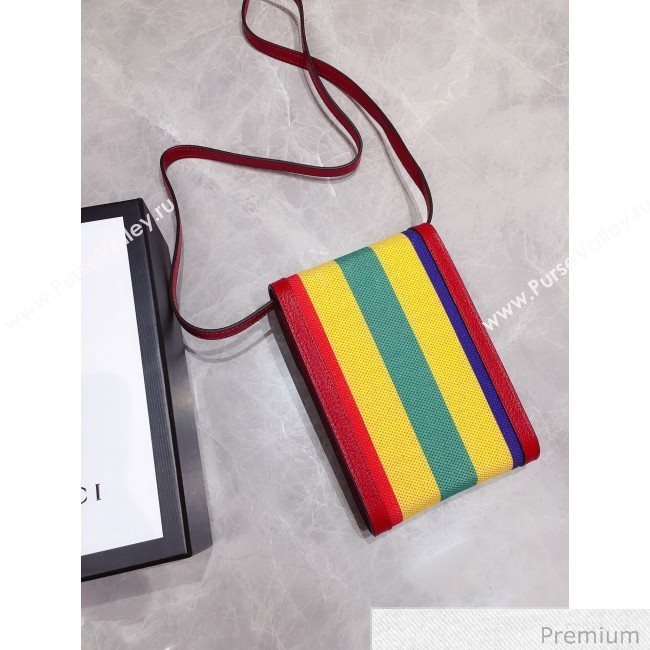 Gucci Baiadera Stripe Canvas Vertical Mini Bag 625603 Multicolor 2020 (DLH-20070114)