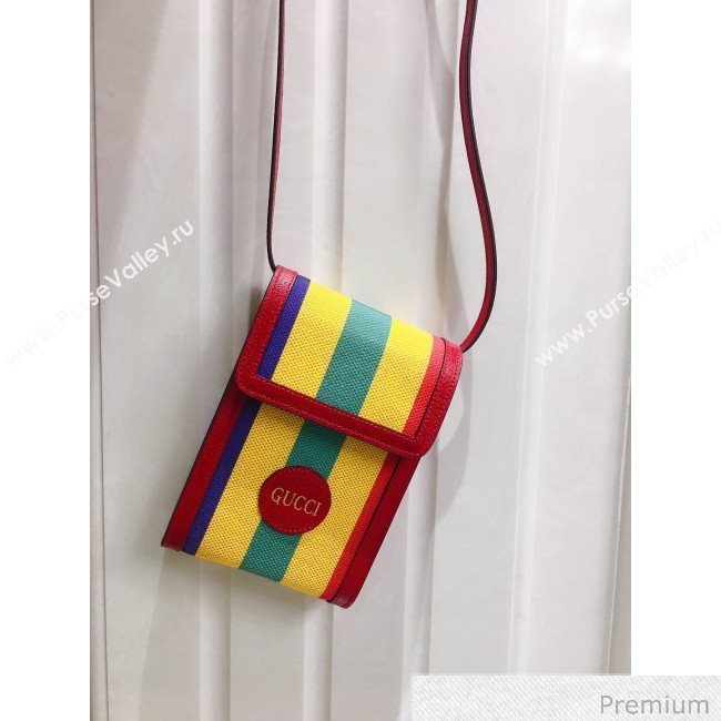 Gucci Baiadera Stripe Canvas Vertical Mini Bag 625603 Multicolor 2020 (DLH-20070114)