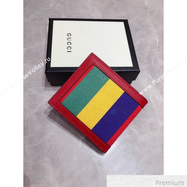 Gucci Baiadera Stripe Canvas Bi-bold Wallet 625600 Multicolor 2020 (DLH-20070115)