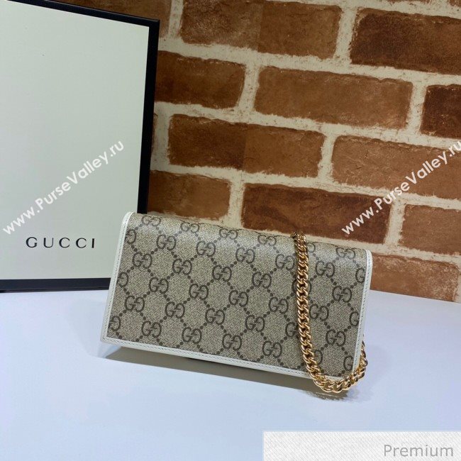 Gucci Horsebit 1955 GG Canvas Wallet with Chain WOC ‎621892 White 2020 (DLH-20070117)