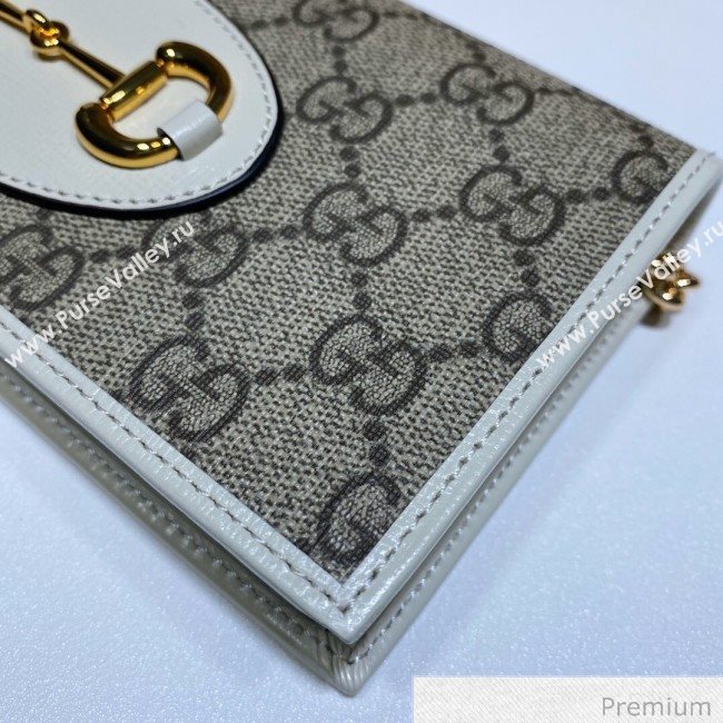 Gucci Horsebit 1955 GG Canvas Wallet with Chain WOC ‎621892 White 2020 (DLH-20070117)