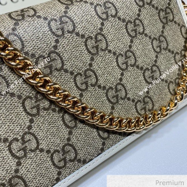 Gucci Horsebit 1955 GG Canvas Wallet with Chain WOC ‎621892 White 2020 (DLH-20070117)