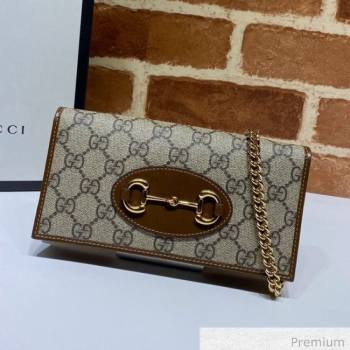 Gucci Horsebit 1955 GG Canvas Wallet with Chain WOC ‎621892 Brown 2020 (DLH-20070118)