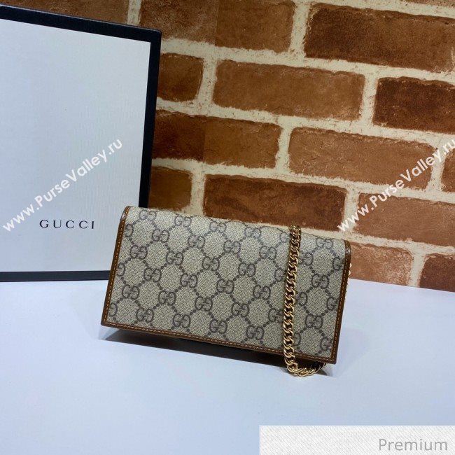 Gucci Horsebit 1955 GG Canvas Wallet with Chain WOC ‎621892 Brown 2020 (DLH-20070118)