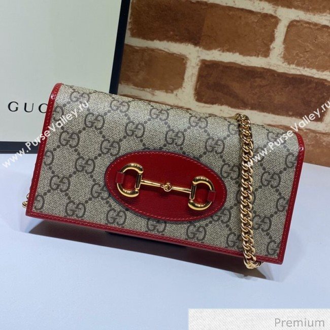 Gucci Horsebit 1955 GG Canvas Wallet with Chain WOC ‎621892 Red 2020 (DLH-20070119)