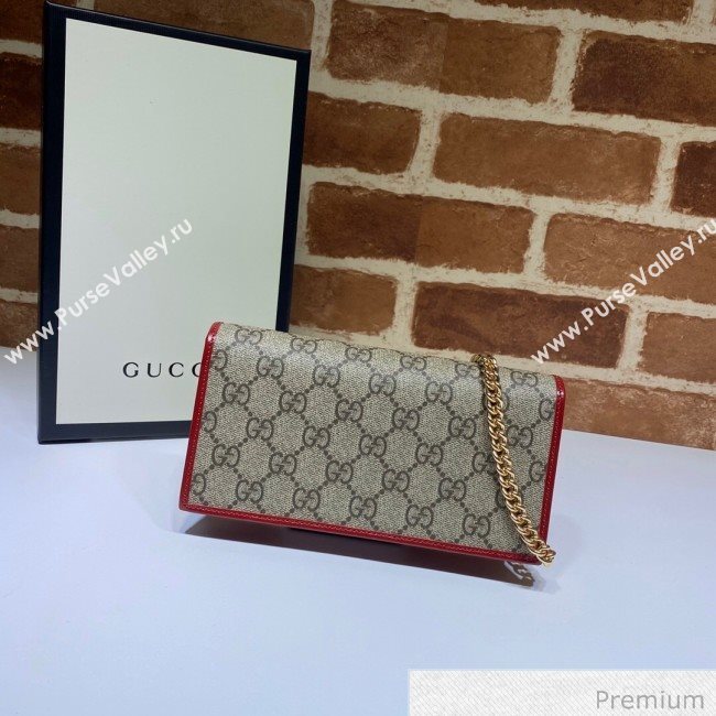 Gucci Horsebit 1955 GG Canvas Wallet with Chain WOC ‎621892 Red 2020 (DLH-20070119)