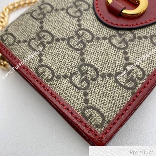 Gucci Horsebit 1955 GG Canvas Wallet with Chain WOC ‎621892 Red 2020 (DLH-20070119)