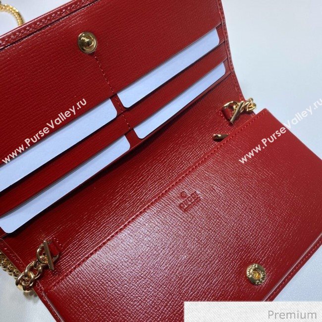 Gucci Horsebit 1955 GG Canvas Wallet with Chain WOC ‎621892 Red 2020 (DLH-20070119)