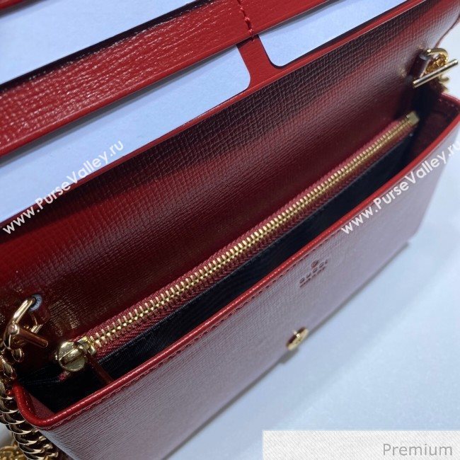 Gucci Horsebit 1955 GG Canvas Wallet with Chain WOC ‎621892 Red 2020 (DLH-20070119)