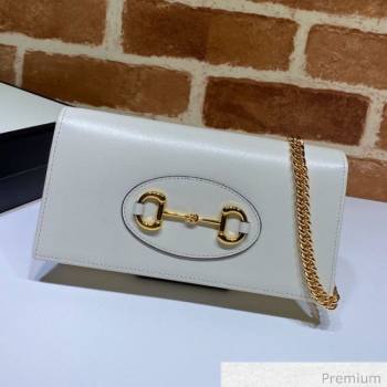 Gucci Horsebit 1955 Leather Wallet with Chain WOC ‎621892 White 2020 (DLH-20070120)