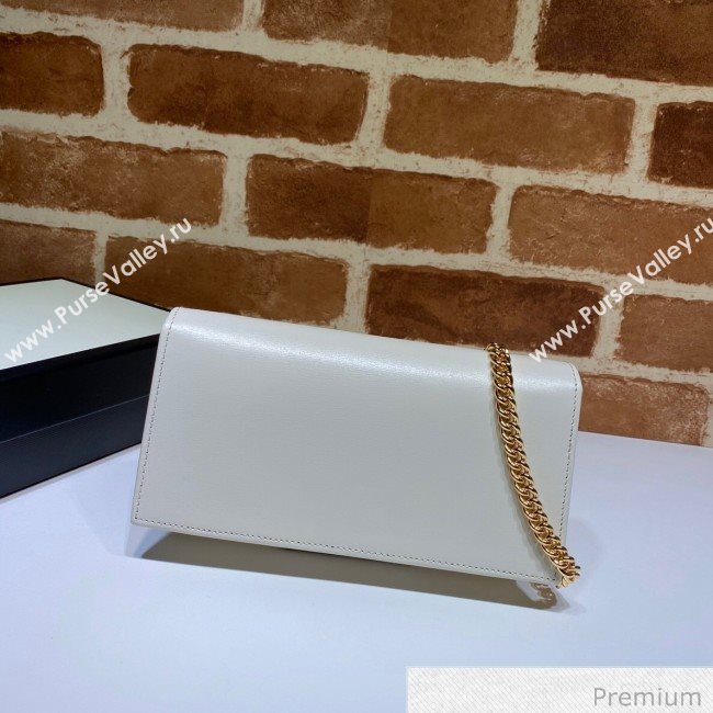 Gucci Horsebit 1955 Leather Wallet with Chain WOC ‎621892 White 2020 (DLH-20070120)