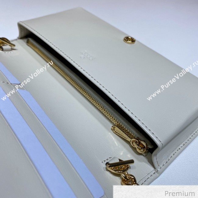 Gucci Horsebit 1955 Leather Wallet with Chain WOC ‎621892 White 2020 (DLH-20070120)