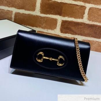 Gucci Horsebit 1955 Leather Wallet with Chain WOC ‎621892 Black 2020 (DLH-20070121)