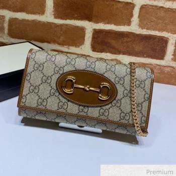 Gucci Horsebit 1955 GG Canvas Wallet with Chain WOC ‎621888 Brown 2020 (DLH-20070126)