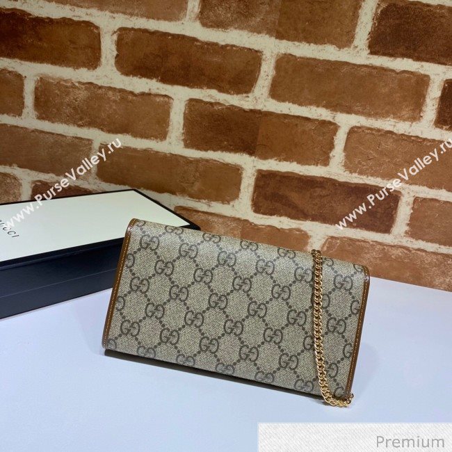 Gucci Horsebit 1955 GG Canvas Wallet with Chain WOC ‎621888 Brown 2020 (DLH-20070126)