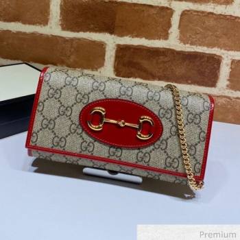 Gucci Horsebit 1955 GG Canvas Wallet with Chain WOC ‎621888 Red 2020 (DLH-20070127)