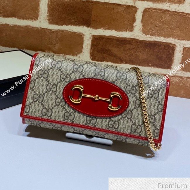 Gucci Horsebit 1955 GG Canvas Wallet with Chain WOC ‎621888 Red 2020 (DLH-20070127)