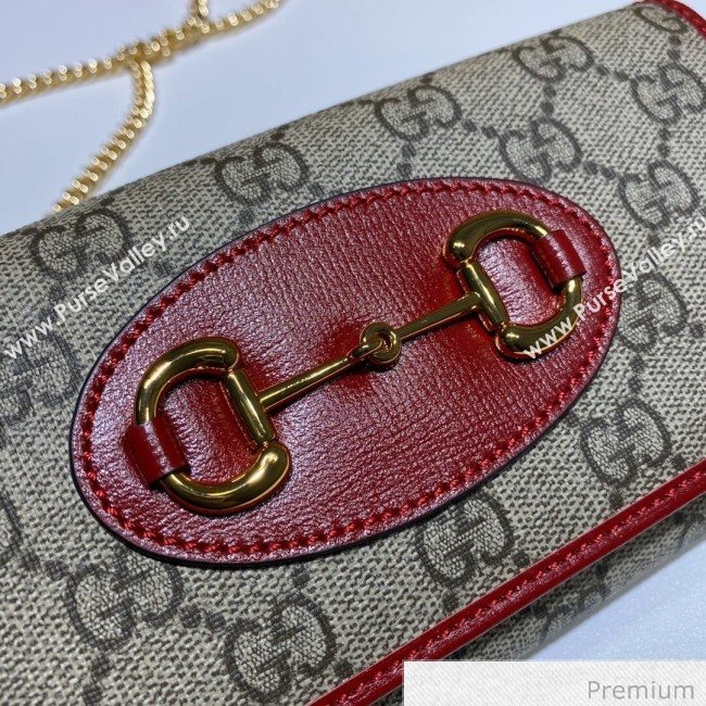 Gucci Horsebit 1955 GG Canvas Wallet with Chain WOC ‎621888 Red 2020 (DLH-20070127)