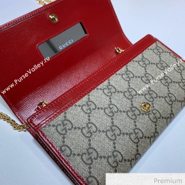 Gucci Horsebit 1955 GG Canvas Wallet with Chain WOC ‎621888 Red 2020 (DLH-20070127)