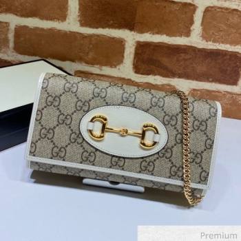 Gucci Horsebit 1955 GG Canvas Wallet with Chain WOC ‎621888 White 2020 (DLH-20070125)