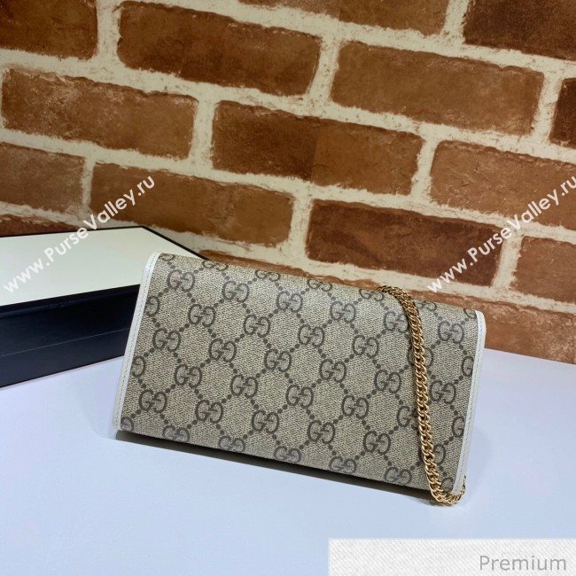 Gucci Horsebit 1955 GG Canvas Wallet with Chain WOC ‎621888 White 2020 (DLH-20070125)