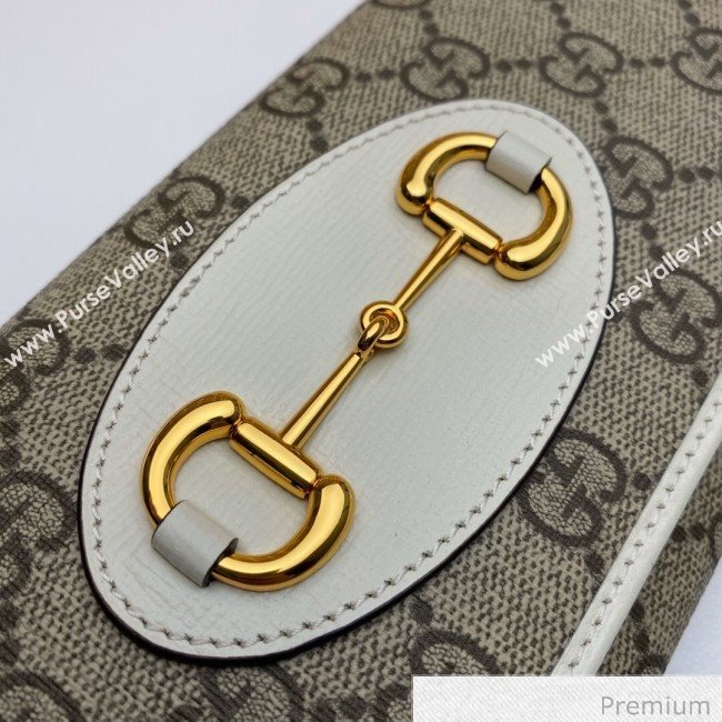 Gucci Horsebit 1955 GG Canvas Wallet with Chain WOC ‎621888 White 2020 (DLH-20070125)