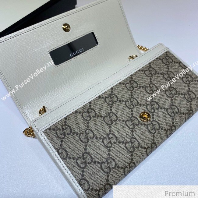 Gucci Horsebit 1955 GG Canvas Wallet with Chain WOC ‎621888 White 2020 (DLH-20070125)