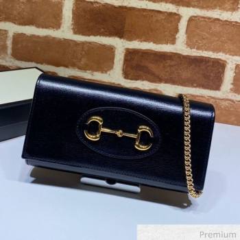 Gucci Horsebit 1955 Leather Wallet with Chain WOC ‎621888 Black 2020 (DLH-20070124)