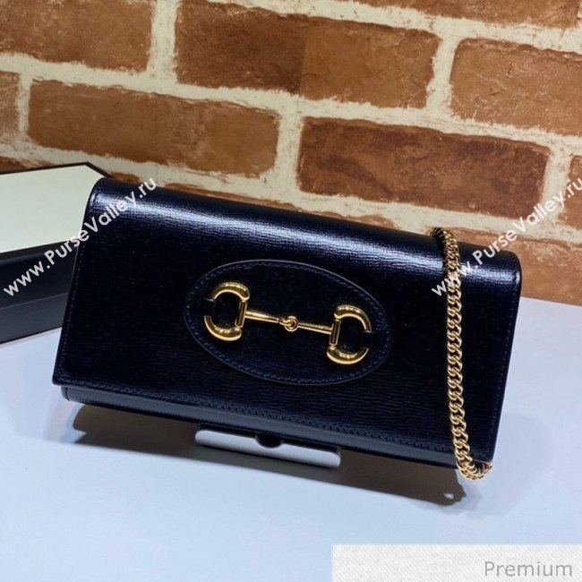 Gucci Horsebit 1955 Leather Wallet with Chain WOC ‎621888 Black 2020 (DLH-20070124)