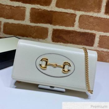 Gucci Horsebit 1955 Leather Wallet with Chain WOC ‎621888 White 2020 (DLH-20070123)